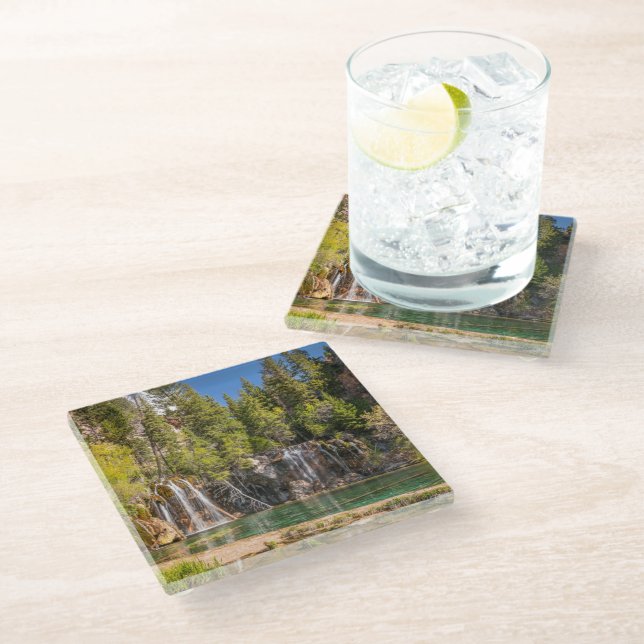 Water | Hanging Lake Glenwood Springs, Colorado Glass Coaster (Angled)