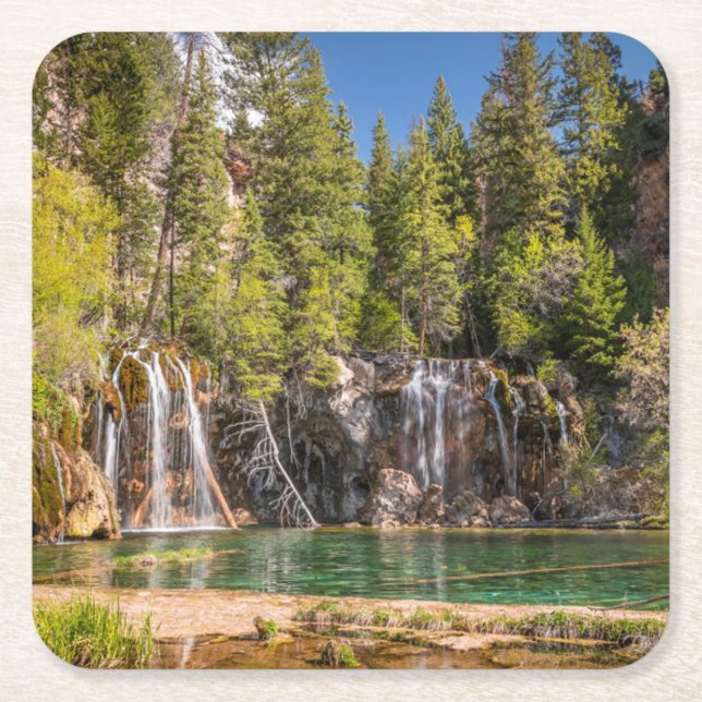 Water | Hanging Lake Glenwood Springs, Colorado Square Paper Coaster (Front)