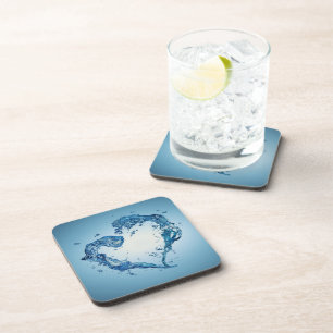 Water Heart Shape - Plastic Coaster