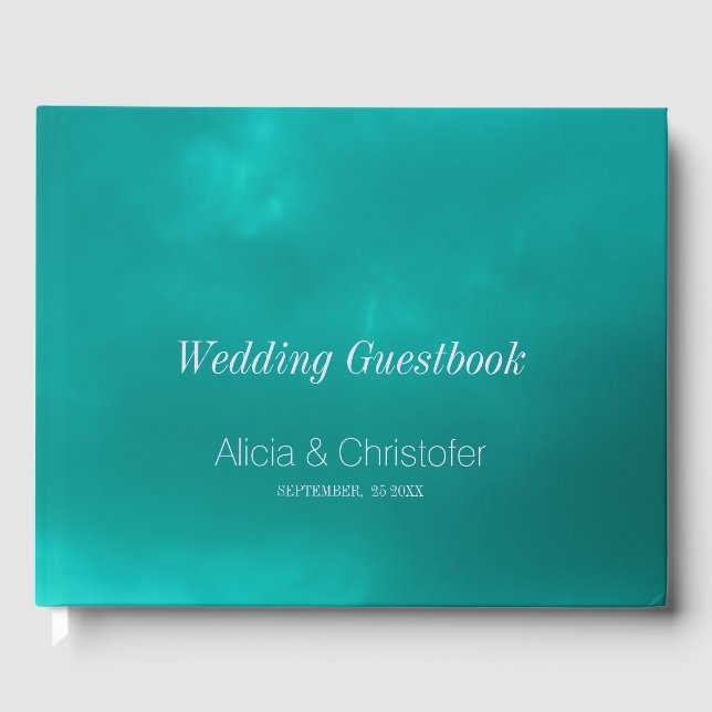 Water hombre blue teal turquoise wedding guest book (Front)