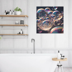 Water in Motion: Horizontal Teal & White Bubbles Canvas Print