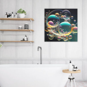 Water in Motion: Teal & White Bubbles Canvas Print