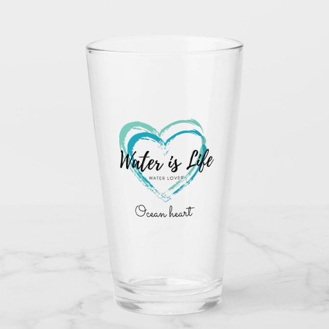 Water is Life. Glass, Mug, Cup,  Frosted Glass Bee (Front)