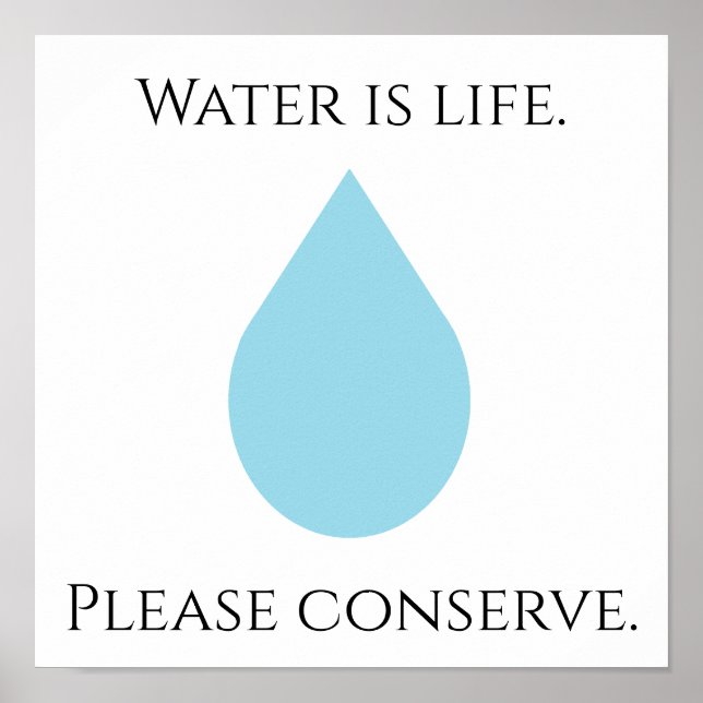 Water is life. Please conserve. Poster (Front)