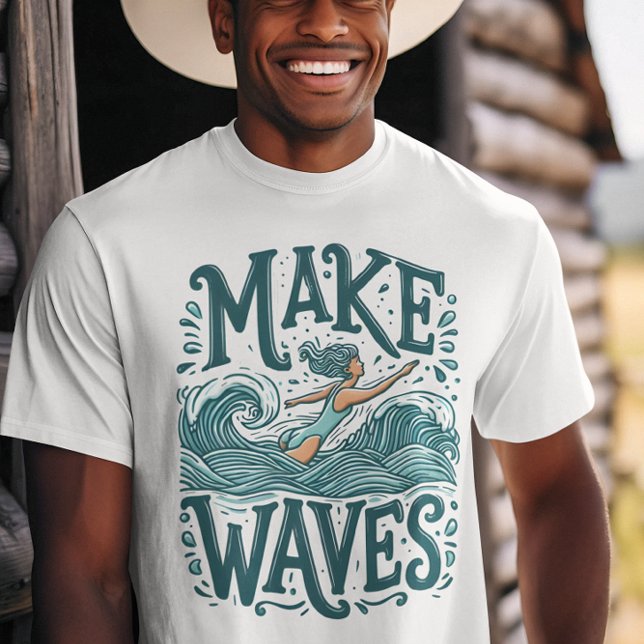 Water Is My Happy Place  Surfer Girl Riding Waves  T-Shirt (Creator Uploaded)