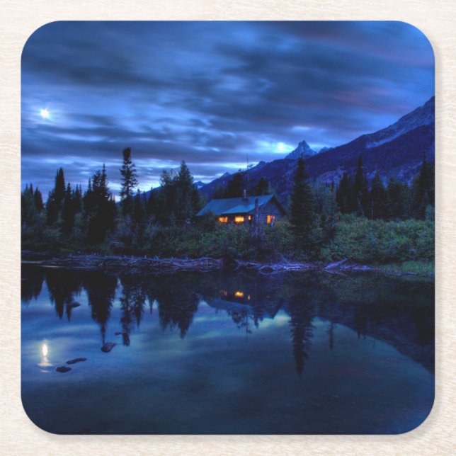 Water | Jenny Lake Grand Teton National Park Square Paper Coaster (Front)