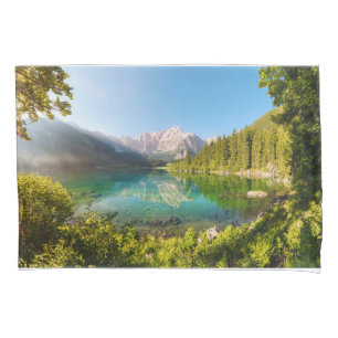 Water   Lago di Fusine Mount Gangart Julian Alps Pillowcase