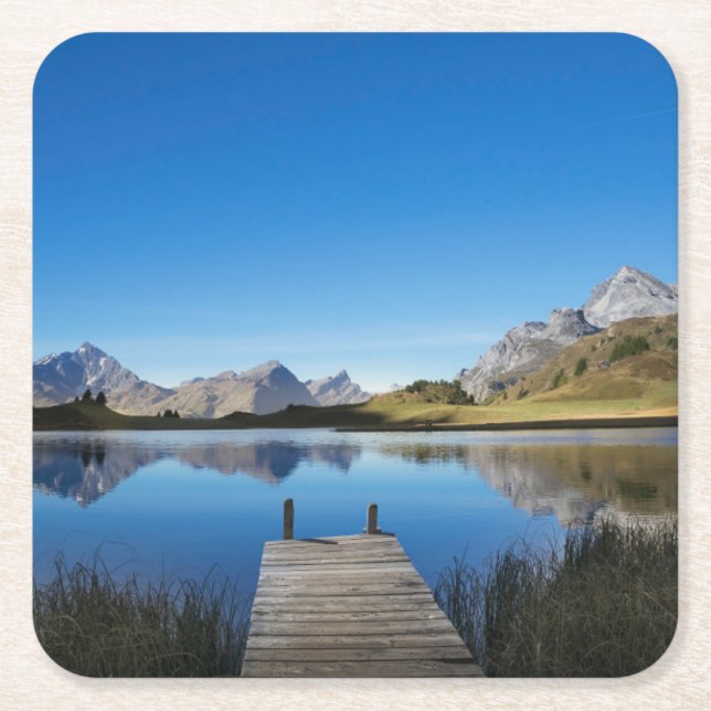 Water | Lai da Vons Switzerland Square Paper Coaster (Front)
