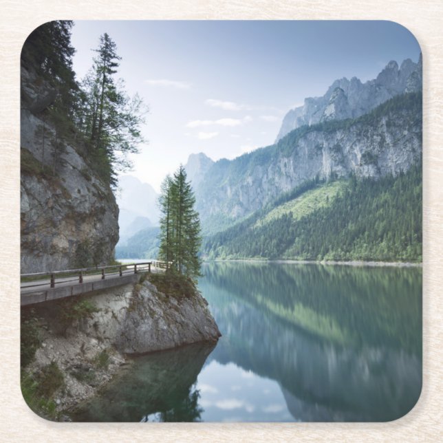 Water | Lake Gosau Salzkammergut Austria Square Paper Coaster (Front)