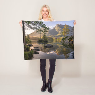 Water Lake Hintersee Berchtesgaden Germany Fleece Blanket