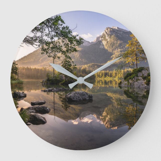 Water | Lake Hintersee Berchtesgaden Germany Large Clock (Front)