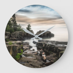 Water Lake Superior Grand Marais, Minnesota Large Clock
