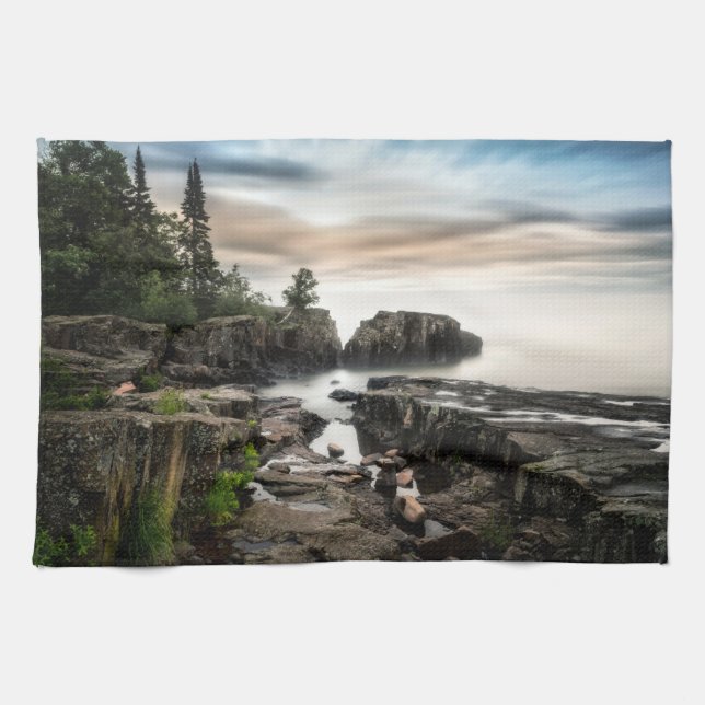 Water | Lake Superior Grand Marais, Minnesota Tea Towel (Horizontal)