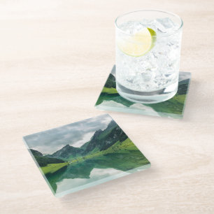 Water Lake Swiss Alps Glass Coaster