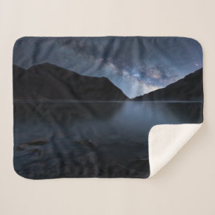 Water   Lakeshore at Night Sherpa Blanket