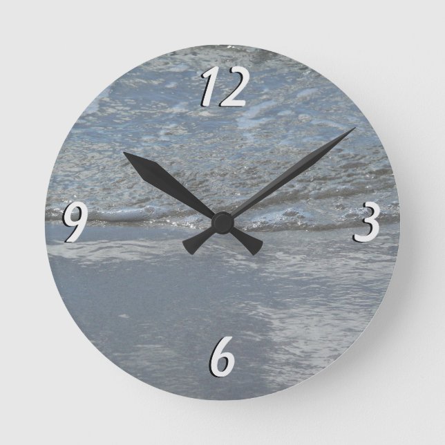 Water Lapping on the Beach Abstract Photography Round Clock (Front)