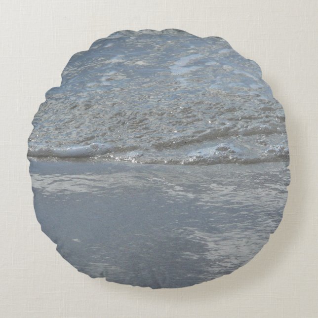 Water Lapping on the Beach Abstract Photography Round Cushion (Front)