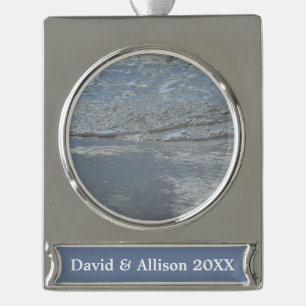 Water Lapping on the Beach Abstract Photography Silver Plated Banner Ornament