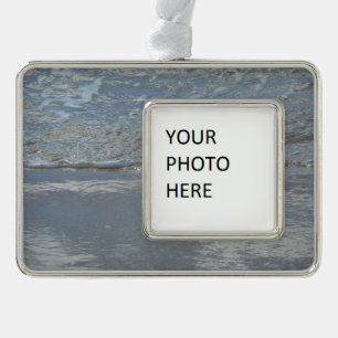 Water Lapping on the Beach Abstract Photography Silver Plated Framed Ornament