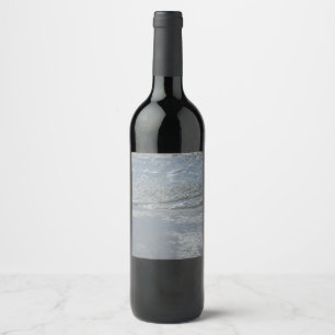 Water Lapping on the Beach Abstract Photography Wine Label
