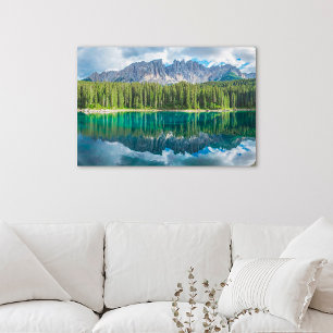 Water   Latemar Mountain Range Canvas Print