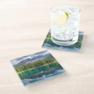 Water Latemar Mountain Range Glass Coaster