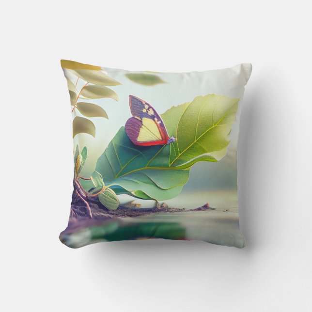 Water Leaves Calm Tranquil Nature Peaceful Season  Cushion (Front)