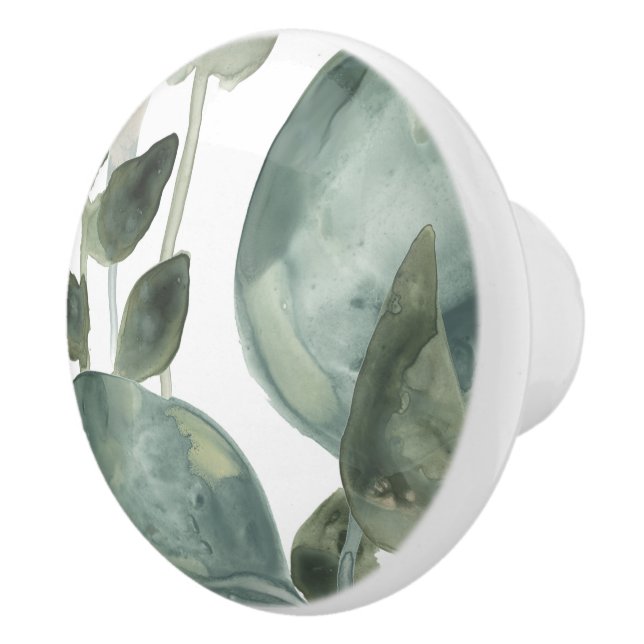Water Leaves - Watercolor Ceramic Knob (Right)