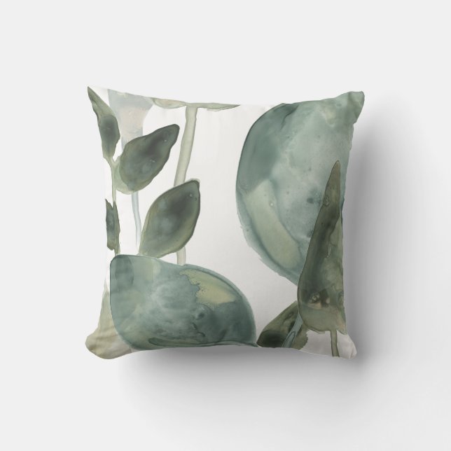 Water Leaves - Watercolor Cushion (Front)