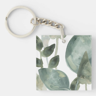 Water Leaves - Watercolor Key Ring