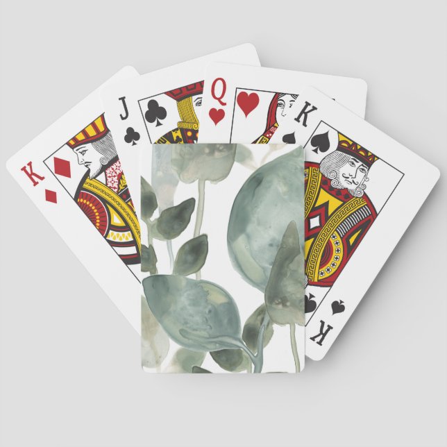 Water Leaves - Watercolor Playing Cards (Back)