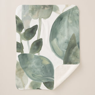 Water Leaves - Watercolor Sherpa Blanket