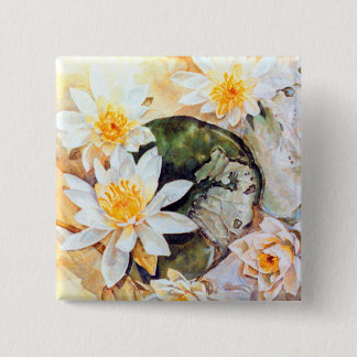 water lilies 15 cm square badge