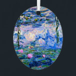Water Lilies, 1919, by Claude Monet, Metal Tree Decoration<br><div class="desc">Water Lilies,  1919 famous painting by Claude Monet,  with colour coordinated solid colours pinkish-purple and Monet blue,  ready to mix and match.</div>