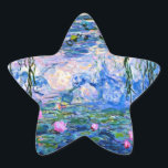 Water Lilies, 1919, by Claude Monet, Star Sticker<br><div class="desc">Water Lilies,  1919 famous painting by Claude Monet,  with colour coordinated solid colours pinkish-purple and Monet blue,  ready to mix and match.</div>