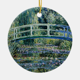 "Water Lilies and Japanese Bridge" Ceramic Tree Decoration