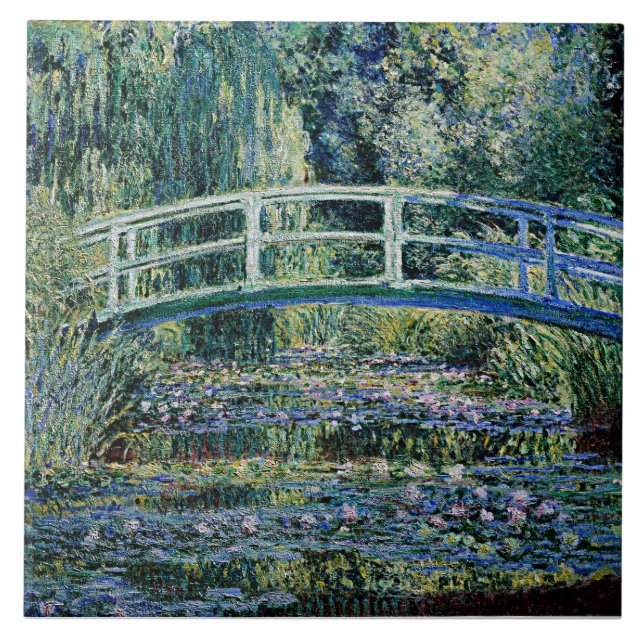"Water Lilies and Japanese Bridge" Tile (Front)