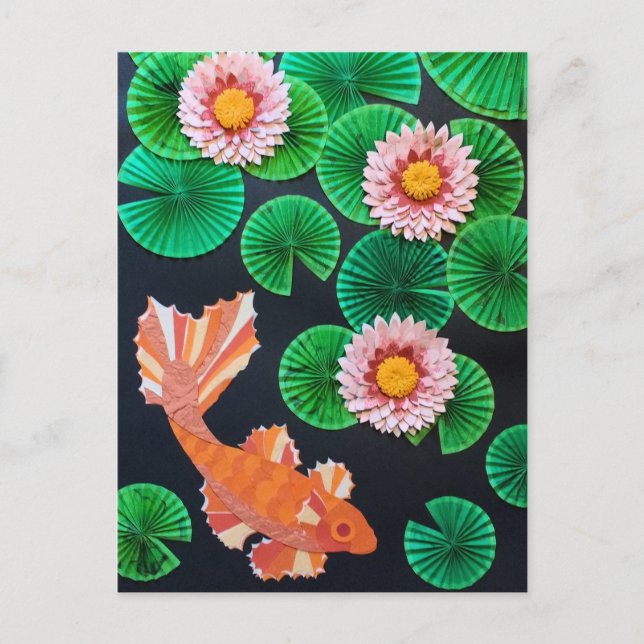 Water Lilies and Koi Fish Postcard (Front)