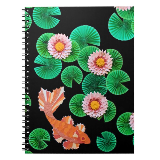 Water Lilies and Koi Fish Spiral Notebook (Front)