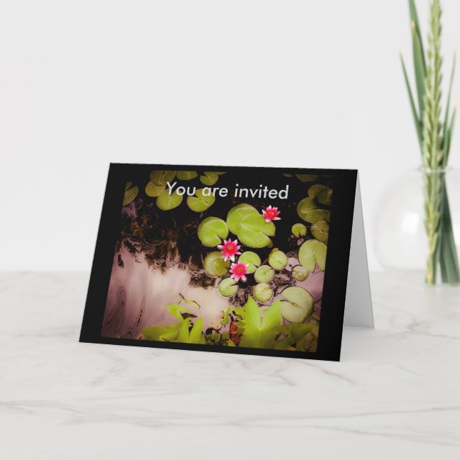 Water lilies and koi pond invitation (Front)
