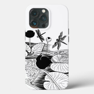  Water-lilies black graphic iPhone 13 Pro Case