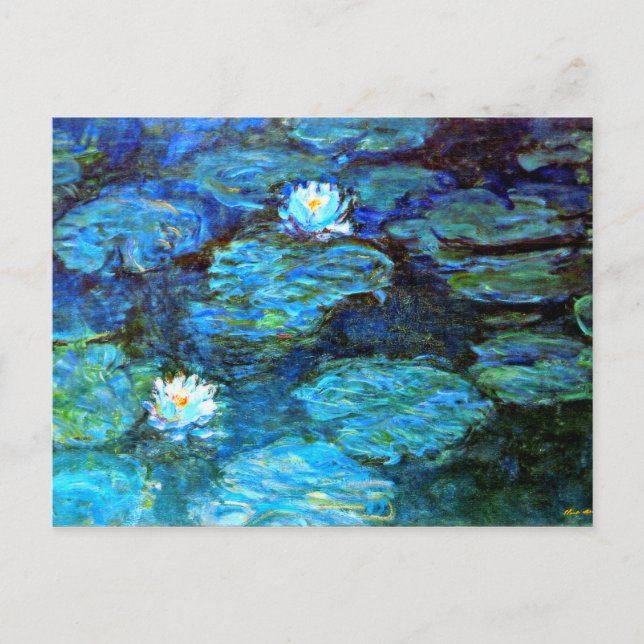 Water Lilies (blue) by Claude Monet Postcard (Front)
