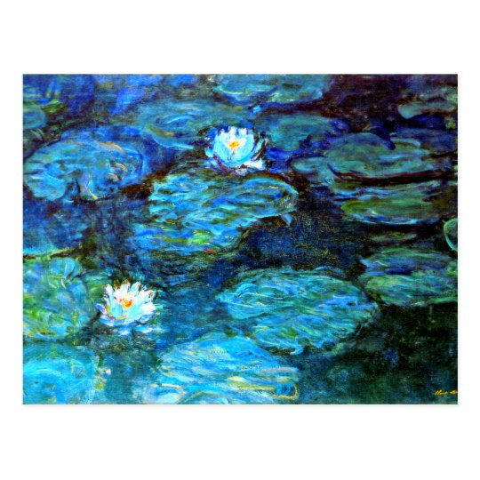 Water Lilies (blue) by Claude Monet Postcard | Zazzle.co.uk