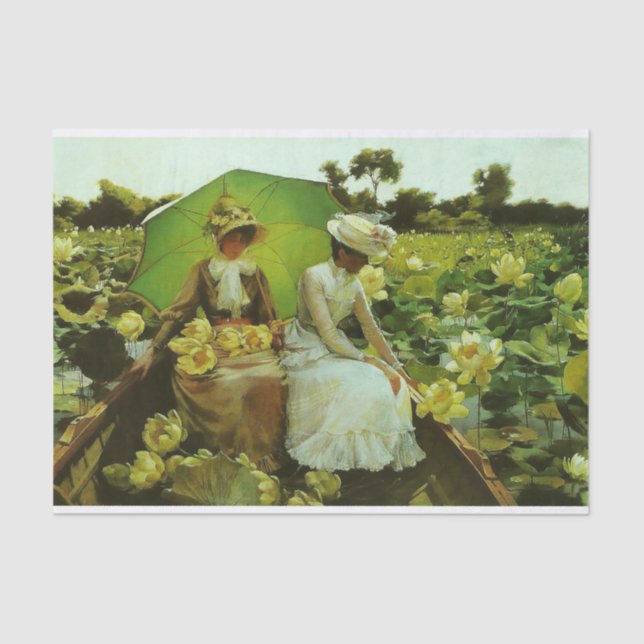 Water Lilies by Charles Courtney Curran Tissue Paper (Front)