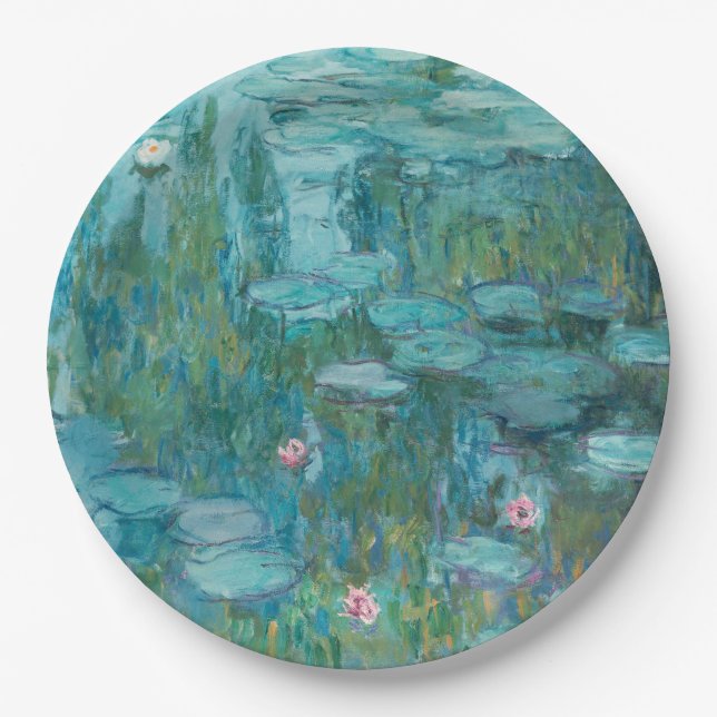 Water Lilies (by Claude Monet, 1915) Paper Plate (Front)