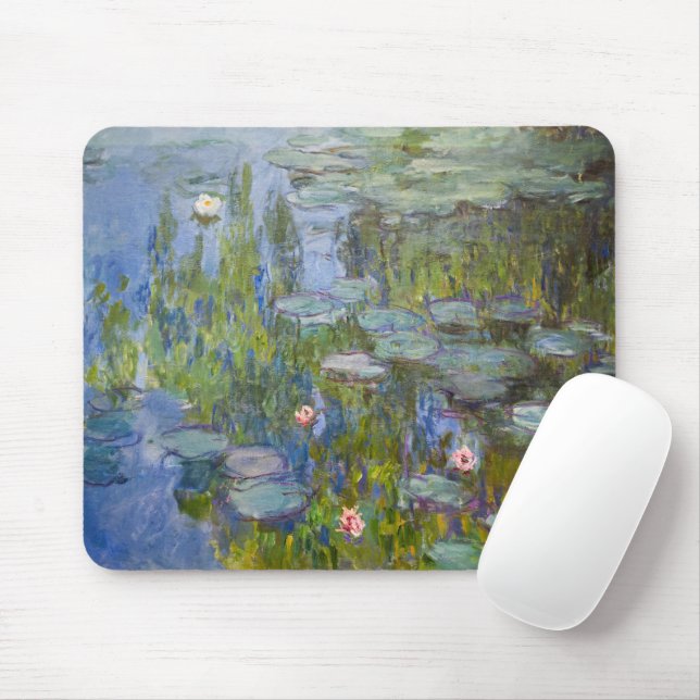 Water Lilies by Claude Monet Classic Impressionist Mouse Mat (With Mouse)