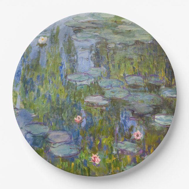 Water Lilies by Claude Monet Classic Impressionist Paper Plate (Front)