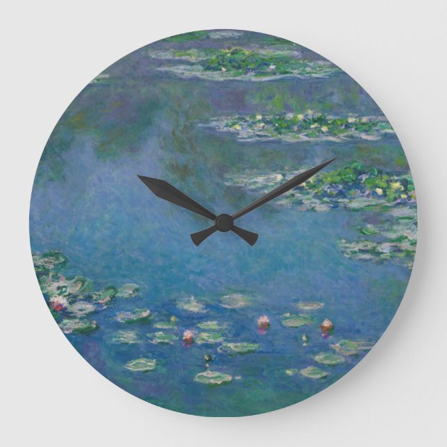 Water Lilies by Claude Monet Large Clock (Front)