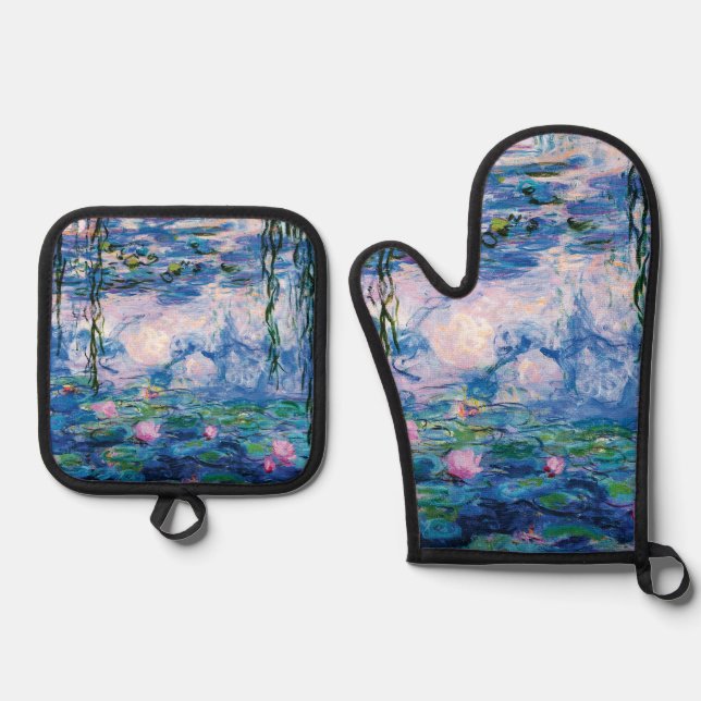 Water Lilies by Claude Monet  Oven Mitt & Pot Holder Set (Front)