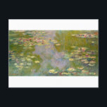 Water Lilies by Claude Monet Postcard<br><div class="desc">Oscar-Claude Monet (UK: /ˈmɒneɪ/, US: /moʊˈneɪ, məˈ-/, French: [klod mɔnɛ]; 14 November 1840 – 5 December 1926) was a French painter and founder of impressionist painting who is seen as a key precursor to modernism, especially in his attempts to paint nature as he perceived it.[1] During his long career, he...</div>